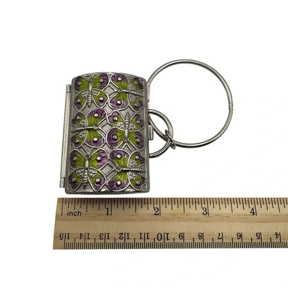 Neiman Marcus Butterfly Metal Purse Keychain Fob Pill Trinket Box Judith Leiber - Picture 14 of 16